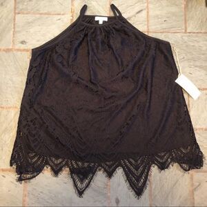 NWT - Paper + Tee Black Lace Sleeveless Top